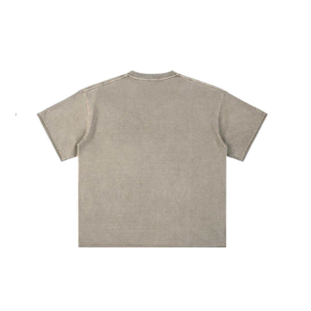 Wax Dyed Distressed Raw Hem Streetwear T Shirt