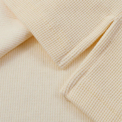Waffle Knit Lapel Polo T Shirt