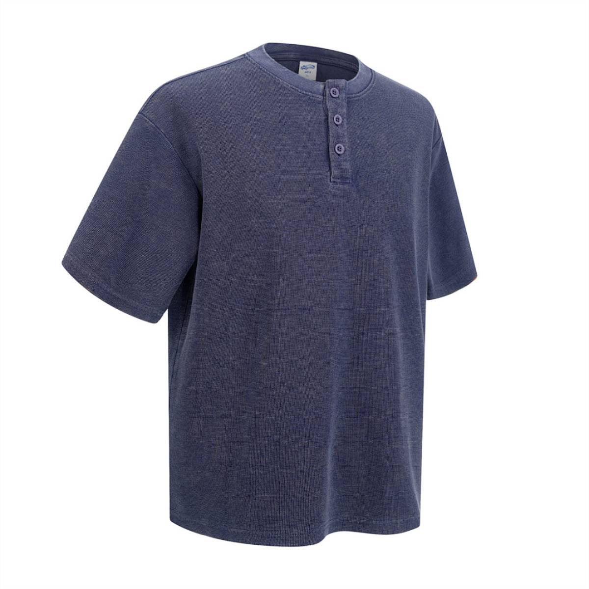 Casual Waffle Fabric Button Neck T-Shirt