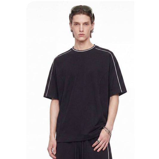 Vintage Contrast Seam Cotton Boxy Tee