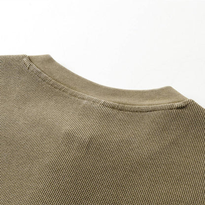 Casual Waffle Fabric Button Neck T-Shirt
