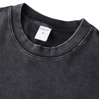 Distressed Fade Drop Shoulder Oversized Cotton T-Shirt