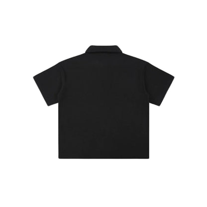 Waffle Knit Lapel Polo T Shirt