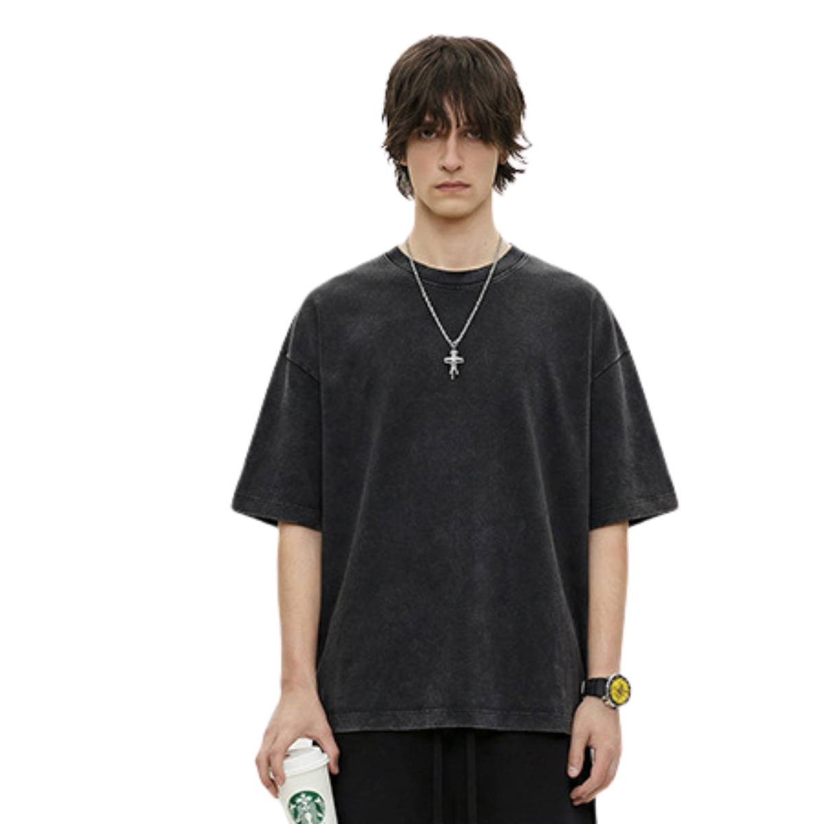 Distressed Fade Drop Shoulder Oversized Cotton T-Shirt