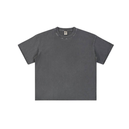 Wax Dyed Distressed Raw Hem Streetwear T Shirt