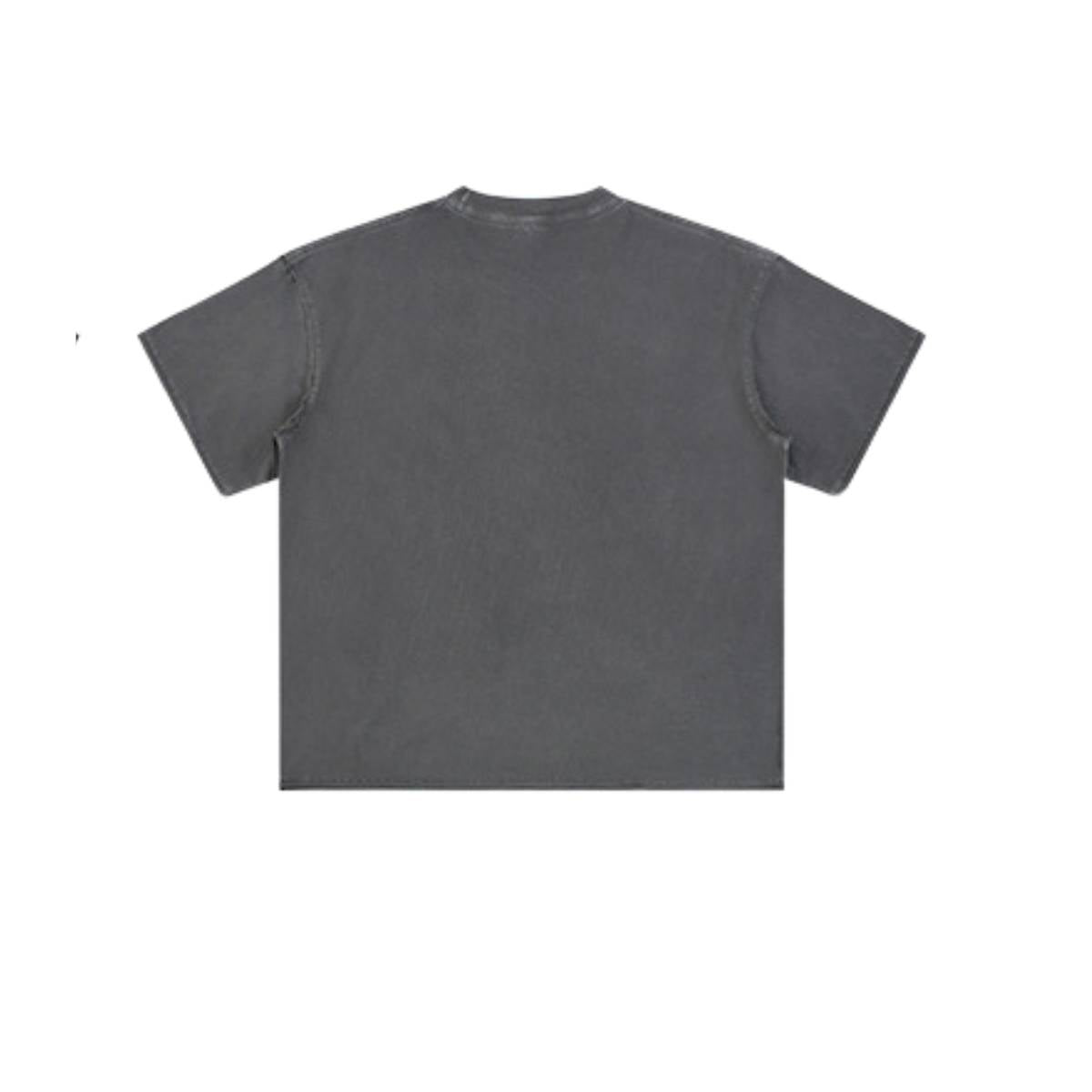 Wax Dyed Distressed Raw Hem Streetwear T Shirt
