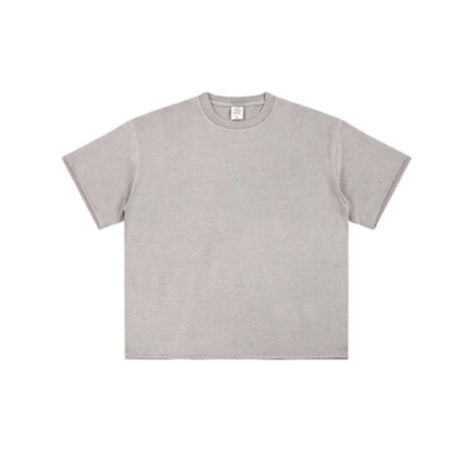 Wax Dyed Distressed Raw Hem Streetwear T Shirt