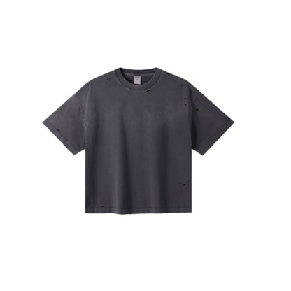 Oversized Heavy Washed Destroyed Cotton Tee