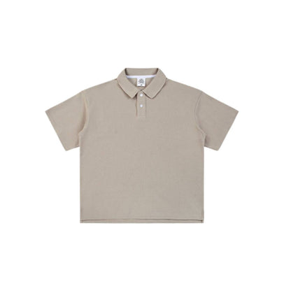 Waffle Knit Lapel Polo T Shirt