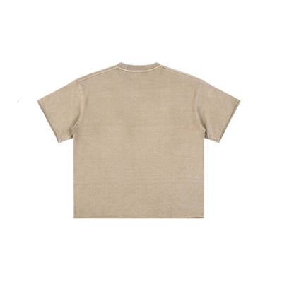 Wax Dyed Distressed Raw Hem Streetwear T Shirt