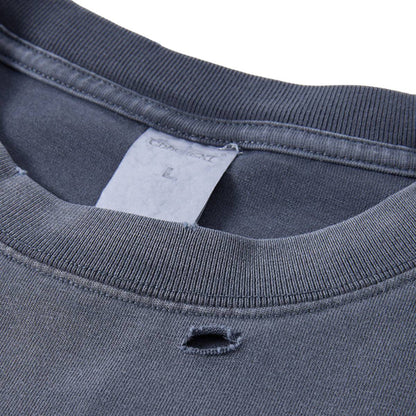 Oversized Heavy Washed Destroyed Cotton Tee
