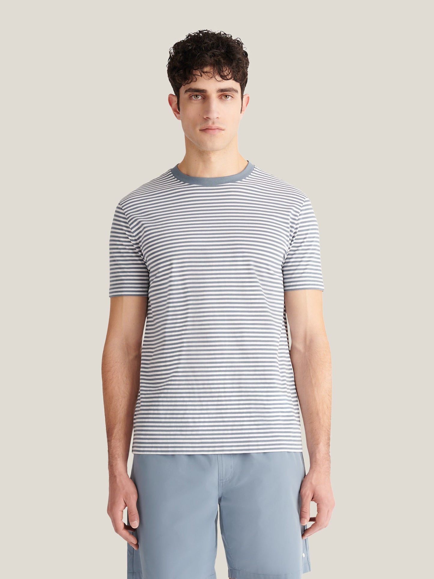 Noli Stripe Pique T-Shirt in Blue Mirage