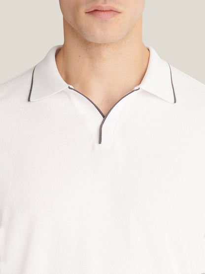 Bagni Towelling Polo in Bright White